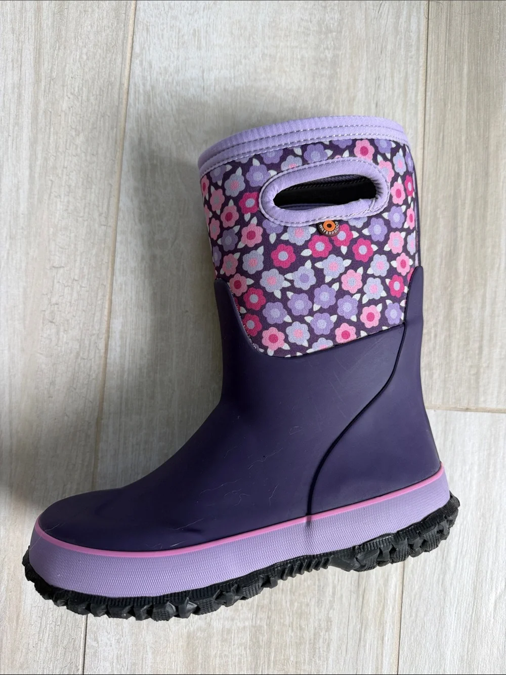 NWT Bogs Classic Kids Purple FloralWaterproof Winter Boots- Pink & Purple